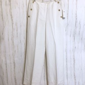 Emma James White Sailor Pants with Gold Buttons